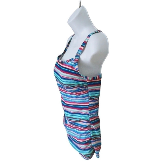 Krista Swim/Bathing Suit Top Tankini, Multi Colored Stripes M - Picture 6 of 10